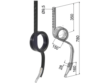 Industriehof® Spurlockerzinken 780 x 25 x 25 mm mit Schar, für universal, 10.5045 Industriehof® Spurlockerzinken 780 x 25 x 25 mm mit Schar, für universal, 10.5045
