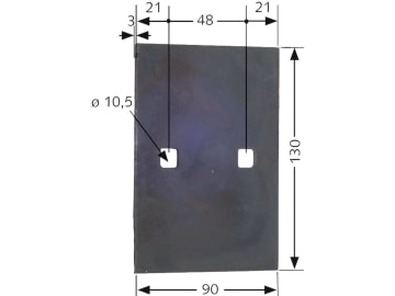 Industriehof® Abstreifer 130 x 90 x 3 mm, Bohrung 10,5 x 10,5 mm für Lemken, 51-L200 Industriehof® Abstreifer 130 x 90 x 3 mm, Bohrung 10,5 x 10,5 mm für Lemken, 51-L200