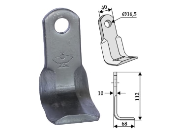 Industriehof® Y-Messer 112 x 40 x 10 mm, Bohrung 16,5 mm, für Aedes, Pircher, 63-AED-10 Industriehof® Y-Messer 112 x 40 x 10 mm, Bohrung 16,5 mm, für Aedes, Pircher, 63-AED-10