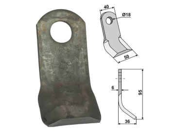 Industriehof® Y-Messer 95 x 40 x 6 mm, Bohrung 18 mm, für Dücker, 63-DÜC-02 Industriehof® Y-Messer 95 x 40 x 6 mm, Bohrung 18 mm, für Dücker, 63-DÜC-02