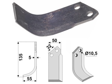 Industriehof® Fräsmesser links 135 x 50 x 5 mm, Bohrung 10,5 mm für Comeb, COM-02L Industriehof® Fräsmesser links 135 x 50 x 5 mm, Bohrung 10,5 mm für Comeb, COM-02L