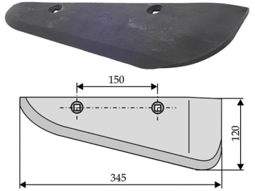 Industriehof® Rübenroderschar links/rechts, 345 x 7 mm, Tiefe 120 mm für Holmer, Kleine, Stoll, Unsinn Industriehof® Rübenroderschar links/rechts, 345 x 7 mm, Tiefe 120 mm für Holmer, Kleine, Stoll, Unsinn