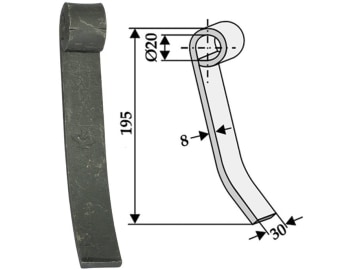 Industriehof® Schlegelmesser 195 x 30 x 8 mm, Bohrung 20 mm, für Kverneland (Maletti) Fräsen, 63-MAL-23 Industriehof® Schlegelmesser 195 x 30 x 8 mm, Bohrung 20 mm, für Kverneland (Maletti) Fräsen, 63-MAL-23