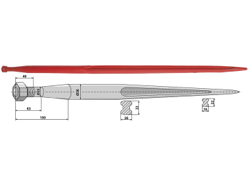 Industriehof® Frontladerzinken 1.100 mm, M 22 x 1,5, spitz, gerade, für Weidemann, 181121 Industriehof® Frontladerzinken 1.100 mm, M 22 x 1,5, spitz, gerade, für Weidemann, 181121