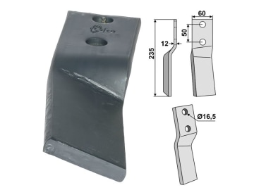 Industriehof® Rotorzinken links 235 x 60 x 12 mm, Bohrung 16,5 mm für Howard, HOW-37L Industriehof® Rotorzinken links 235 x 60 x 12 mm, Bohrung 16,5 mm für Howard, HOW-37L