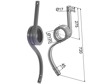 Industriehof® Spurlockerzinken 720 x 25 x 25 mm ohne Schar, Abgang Windung hinten, für universal, 10.4701 Industriehof® Spurlockerzinken 720 x 25 x 25 mm ohne Schar, Abgang Windung hinten, für universal, 10.4701