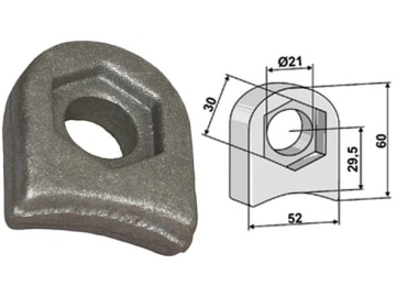 Industriehof® Halter 60 x 52 x 19 mm, Bohrung 21 mm für Desvoys, 63-RM-912 Industriehof® Halter 60 x 52 x 19 mm, Bohrung 21 mm für Desvoys, 63-RM-912