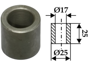 Industriehof® Buchse 25 x 4 mm, Ø innen 17 mm, Ø außen 25 mm, für Ferri, 63-FEI-14 Industriehof® Buchse 25 x 4 mm, Ø innen 17 mm, Ø außen 25 mm, für Ferri, 63-FEI-14