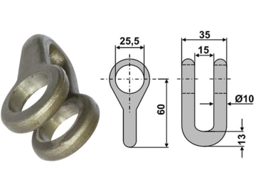 Industriehof® Schäkel gerade, Bohrung 25,5 mm, für Bomford, Mc Connel, 63-BOM-76 Industriehof® Schäkel gerade, Bohrung 25,5 mm, für Bomford, Mc Connel, 63-BOM-76