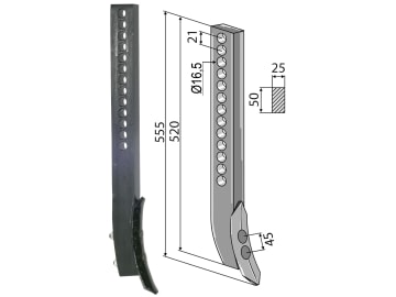 Industriehof® Spurlockerzinken 555 x 25 x 50 mm mit Schar, für Väderstad, 101.04052 Industriehof® Spurlockerzinken 555 x 25 x 50 mm mit Schar, für Väderstad, 101.04052
