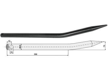Industriehof® Frontladerzinken 565 mm, Ø 12 mm, spitz, gebogen, ohne Schaft, für universal, 18550 Industriehof® Frontladerzinken 565 mm, Ø 12 mm, spitz, gebogen, ohne Schaft, für universal, 18550