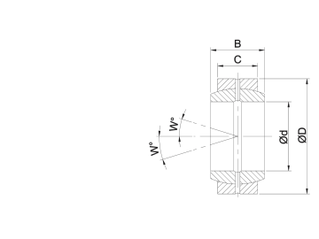 Schema Radialgelenklager für Anschweißringe, Ød 30 mm, ØD 47 mm, B 22 mm, C 18 mm, W 6 ° Schema Radialgelenklager für Anschweißringe, Ød 30 mm, ØD 47 mm, B 22 mm, C 18 mm, W 6 °