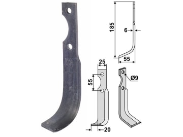 Industriehof® Fräsmesser links 185 x 25 x 6 mm, Bohrung 9 mm für B.C.S., BCS-07L Industriehof® Fräsmesser links 185 x 25 x 6 mm, Bohrung 9 mm für B.C.S., BCS-07L