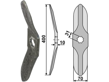 Industriehof® Rollspatenmesser links/rechts 400 x 70 x 10 mm Bohrung 31 mm für Horsch, 31-380/30H Industriehof® Rollspatenmesser links/rechts 400 x 70 x 10 mm Bohrung 31 mm für Horsch, 31-380/30H