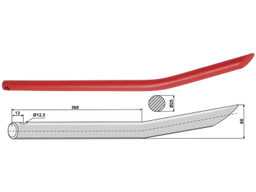 Industriehof® Frontladerzinken 560 mm, Ø 25 mm, spitz, gebogen, Seitenzinken, für Mailleux, 18560 Industriehof® Frontladerzinken 560 mm, Ø 25 mm, spitz, gebogen, Seitenzinken, für Mailleux, 18560