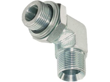 Winkel-Einschraubverschraubung "EW-R", 90 °, zöllig, BSPP, zylindrisch/zöllig, BSPP, Abdichtung Dichtscheibe, O-Ring und Kammerring Winkel-Einschraubverschraubung "EW-R", 90 °, zöllig, BSPP, zylindrisch/zöllig, BSPP, Abdichtung Dichtscheibe, O-Ring und Kammerring