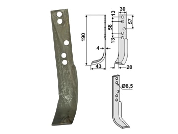 Industriehof® Fräsmesser links 190 x 30 x 4 mm, Bohrung 8,5 mm für Holder, HOL-04L Industriehof® Fräsmesser links 190 x 30 x 4 mm, Bohrung 8,5 mm für Holder, HOL-04L