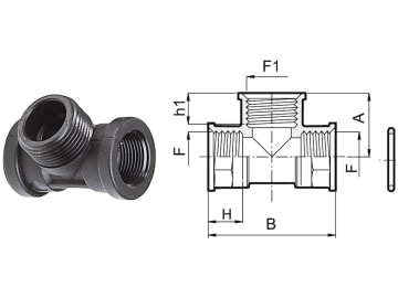 Agrotop T-Stück G 1" AG (BSP) / G 3/4" IG (BSP) mit Außen- und Innengewinde (AG/IG), 10725 Agrotop T-Stück G 1" AG (BSP) / G 3/4" IG (BSP) mit Außen- und Innengewinde (AG/IG), 10725