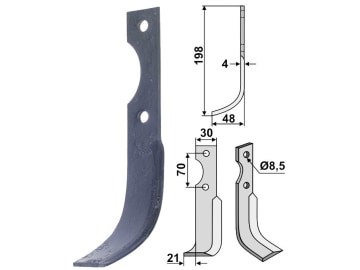 Industriehof® Fräsmesser links 198 x 48 x 4 mm, Bohrung 8,5 mm für Agria, AGR-19L Industriehof® Fräsmesser links 198 x 48 x 4 mm, Bohrung 8,5 mm für Agria, AGR-19L