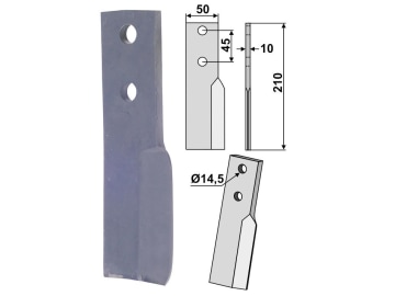Industriehof® Rotorzinken links/rechts 210 x 50 x 10 mm, Bohrung 14,5 mm für Breviglieri Industriehof® Rotorzinken links/rechts 210 x 50 x 10 mm, Bohrung 14,5 mm für Breviglieri