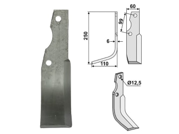 Industriehof® Fräsmesser links 250 x 60 x 6 mm, Bohrung 12,5 mm für Goldoni, GOL-03L Industriehof® Fräsmesser links 250 x 60 x 6 mm, Bohrung 12,5 mm für Goldoni, GOL-03L