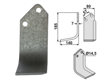 Industriehof® Fräsmesser links 185 x 80 x 7 mm, Bohrung 14,5 mm für Huard, HUA-01L Industriehof® Fräsmesser links 185 x 80 x 7 mm, Bohrung 14,5 mm für Huard, HUA-01L