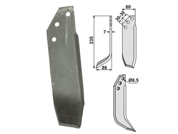Industriehof® Fräsmesser links 235 x 60 x 7 mm, Bohrung 8,5 mm für Kuhn, KUH-14L Industriehof® Fräsmesser links 235 x 60 x 7 mm, Bohrung 8,5 mm für Kuhn, KUH-14L