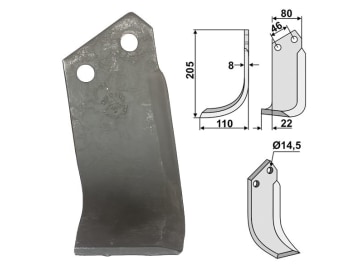 Industriehof® Fräsmesser links/rechts 205 x 80 x 8 mm, Bohrung 14,5 mm für Breviglieri, Dondi, Maletti Industriehof® Fräsmesser links/rechts 205 x 80 x 8 mm, Bohrung 14,5 mm für Breviglieri, Dondi, Maletti