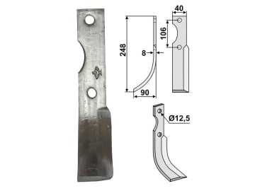 Industriehof® Fräsmesser links 248 x 40 x 8 mm, Bohrung 12,5 mm für Kuhn, Maletti, MAL-10L Industriehof® Fräsmesser links 248 x 40 x 8 mm, Bohrung 12,5 mm für Kuhn, Maletti, MAL-10L