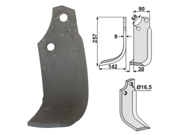 Industriehof® Fräsmesser rechts 257 x 90 x 8 mm, Bohrung 16,5 mm für Maschio, MAS-06R Industriehof® Fräsmesser rechts 257 x 90 x 8 mm, Bohrung 16,5 mm für Maschio, MAS-06R