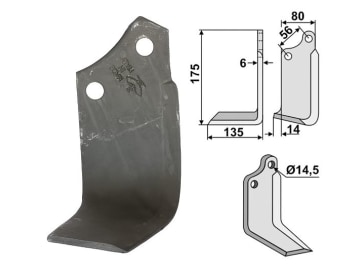 Industriehof® Fräsmesser links 175 x 80 x 6 mm, Bohrung 14,5 mm für Maschio, MAS-11L Industriehof® Fräsmesser links 175 x 80 x 6 mm, Bohrung 14,5 mm für Maschio, MAS-11L