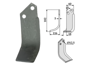 Industriehof® Fräsmesser links 182 x 60 x 5 mm, Bohrung 12,5 mm für Maschio, MAS-52L Industriehof® Fräsmesser links 182 x 60 x 5 mm, Bohrung 12,5 mm für Maschio, MAS-52L