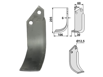 Industriehof® Fräsmesser links 205 x 60 x 6 mm, Bohrung 12,5 mm für Nardi, NAR-03L Industriehof® Fräsmesser links 205 x 60 x 6 mm, Bohrung 12,5 mm für Nardi, NAR-03L