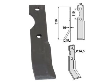 Industriehof® Fräsmesser links 310 x 50 x 10 mm, Bohrung 14,5 mm für Niemeyer, NIM-01L Industriehof® Fräsmesser links 310 x 50 x 10 mm, Bohrung 14,5 mm für Niemeyer, NIM-01L