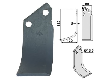 Industriehof® Fräsmesser links 220 x 80 x 8 mm, Bohrung 16,5 mm für Rabe, RAB-03L Industriehof® Fräsmesser links 220 x 80 x 8 mm, Bohrung 16,5 mm für Rabe, RAB-03L