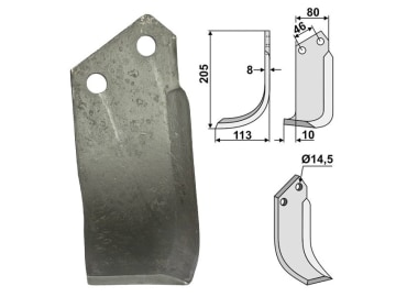 Industriehof® Fräsmesser rechts 205 x 80 x 8 mm, Bohrung 14,5 mm für Muratori, Sovema, SOV-04R Industriehof® Fräsmesser rechts 205 x 80 x 8 mm, Bohrung 14,5 mm für Muratori, Sovema, SOV-04R