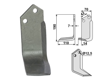 Industriehof® Fräsmesser links 190 x 70 x 7 mm, Bohrung 12,5 mm für Tortella, TOR-12L Industriehof® Fräsmesser links 190 x 70 x 7 mm, Bohrung 12,5 mm für Tortella, TOR-12L