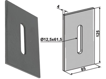 Industriehof® Abstreifer 125 x 85 x 4 mm, Bohrung 61,5 x 12,5 mm für Kverneland (Maletti), 51-K300 Industriehof® Abstreifer 125 x 85 x 4 mm, Bohrung 61,5 x 12,5 mm für Kverneland (Maletti), 51-K300