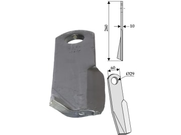 Industriehof® Schlegelmesser links/rechts 260 x 60 x 10 mm, Bohrung 29 mm, für Fischer Fräsen Industriehof® Schlegelmesser links/rechts 260 x 60 x 10 mm, Bohrung 29 mm, für Fischer Fräsen