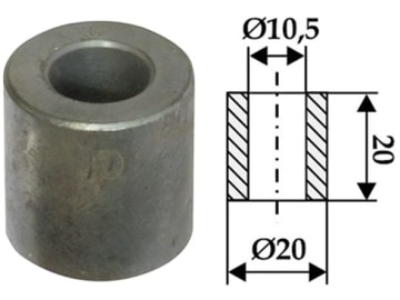 Industriehof® Buchse 20 x 4,75 mm, Ø innen 10,5 mm, Ø außen 20 mm, für Tünnissen & Stocks, 63-9001 Industriehof® Buchse 20 x 4,75 mm, Ø innen 10,5 mm, Ø außen 20 mm, für Tünnissen & Stocks, 63-9001