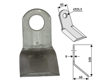 Industriehof® Y-Messer 108 x 50 x 8 mm, Bohrung 25,5 mm, für Berti, 63-BRT-07 Industriehof® Y-Messer 108 x 50 x 8 mm, Bohrung 25,5 mm, für Berti, 63-BRT-07