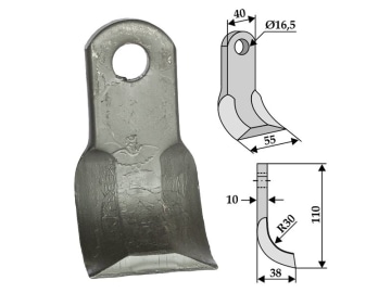 Industriehof® Y-Messer 110 x 40/55 x 10 mm, Bohrung 16,5 mm, für Dragone, 63-DRG-04 Industriehof® Y-Messer 110 x 40/55 x 10 mm, Bohrung 16,5 mm, für Dragone, 63-DRG-04