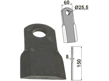 Industriehof® Schlegelmesser gerade (altes Modell) 150 x 60 x 8 mm, Bohrung 25,5 mm, für Ferri Fräsen, 63-FEI-33 Industriehof® Schlegelmesser gerade (altes Modell) 150 x 60 x 8 mm, Bohrung 25,5 mm, für Ferri Fräsen, 63-FEI-33