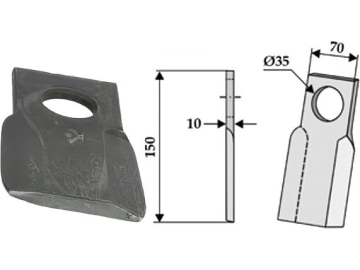 Industriehof® Schlegelmesser links/rechts, gerade, 150 x 70 x 10 mm, Bohrung 35 mm, für Hermes Fräsen Industriehof® Schlegelmesser links/rechts, gerade, 150 x 70 x 10 mm, Bohrung 35 mm, für Hermes Fräsen