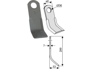 Industriehof® Y-Messer 200 x 60 x 7 mm, Bohrung 30 mm, für Agromet, 63-IND-103 Industriehof® Y-Messer 200 x 60 x 7 mm, Bohrung 30 mm, für Agromet, 63-IND-103