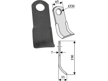 Industriehof® Y-Messer 190 x 60 x 7 mm, Bohrung 30 mm, für Agromet, Saxonia, 63-IND-69 Industriehof® Y-Messer 190 x 60 x 7 mm, Bohrung 30 mm, für Agromet, Saxonia, 63-IND-69