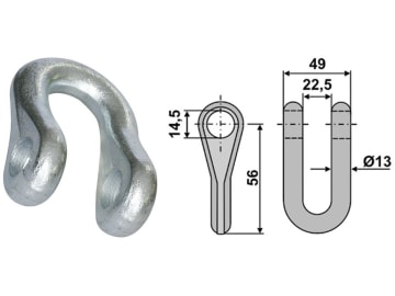 Industriehof® Schäkel gerade, Bohrung 14,5 mm, für Orsi, S.M.A., 63-ORS-08 Industriehof® Schäkel gerade, Bohrung 14,5 mm, für Orsi, S.M.A., 63-ORS-08