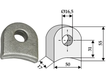 Industriehof® Halter 55 x 50 x 17 mm, Bohrung 16,5 mm für Universal, 63-RM-905 Industriehof® Halter 55 x 50 x 17 mm, Bohrung 16,5 mm für Universal, 63-RM-905