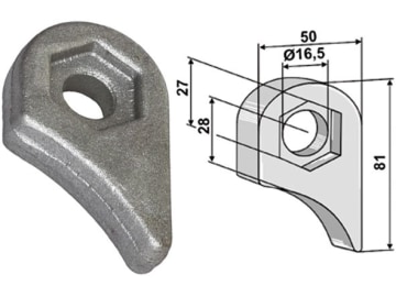 Industriehof® Halter 81 x 50 x 18,5 mm, Bohrung 16,5 mm für Berti, M.E.A.A.T., 63-RM-914 Industriehof® Halter 81 x 50 x 18,5 mm, Bohrung 16,5 mm für Berti, M.E.A.A.T., 63-RM-914