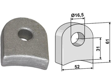 Industriehof® Halter 61 x 52 x 18 mm, Bohrung 16,5 mm für Sicma, 63-RM-918 Industriehof® Halter 61 x 52 x 18 mm, Bohrung 16,5 mm für Sicma, 63-RM-918
